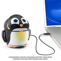 Cute Animal Rechargeable Portable Speaker with Passive Subwoofer (Groove Pal Penguin) Speaker for Kids by GOgroove - Stereo Drivers, Retractable 3.5mm