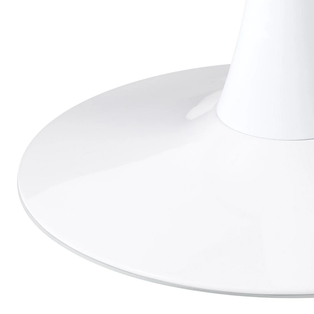 Table à manger ronde moderne CorLiving Ivo en mélamine et acier - Petite table de salle à manger sur piédestal pour 3 personnes, petite table de cuisine ronde idéale, table de café bistro