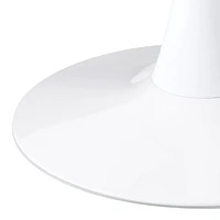 Table à manger ronde moderne CorLiving Ivo en mélamine et acier - Petite table de salle à manger sur piédestal pour 3 personnes, petite table de cuisine ronde idéale, table de café bistro