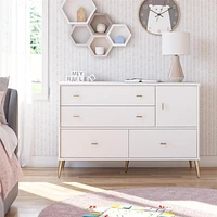 Valentina Asymmetrical 4 Drawer / 1 Door Convertible Dresser, White