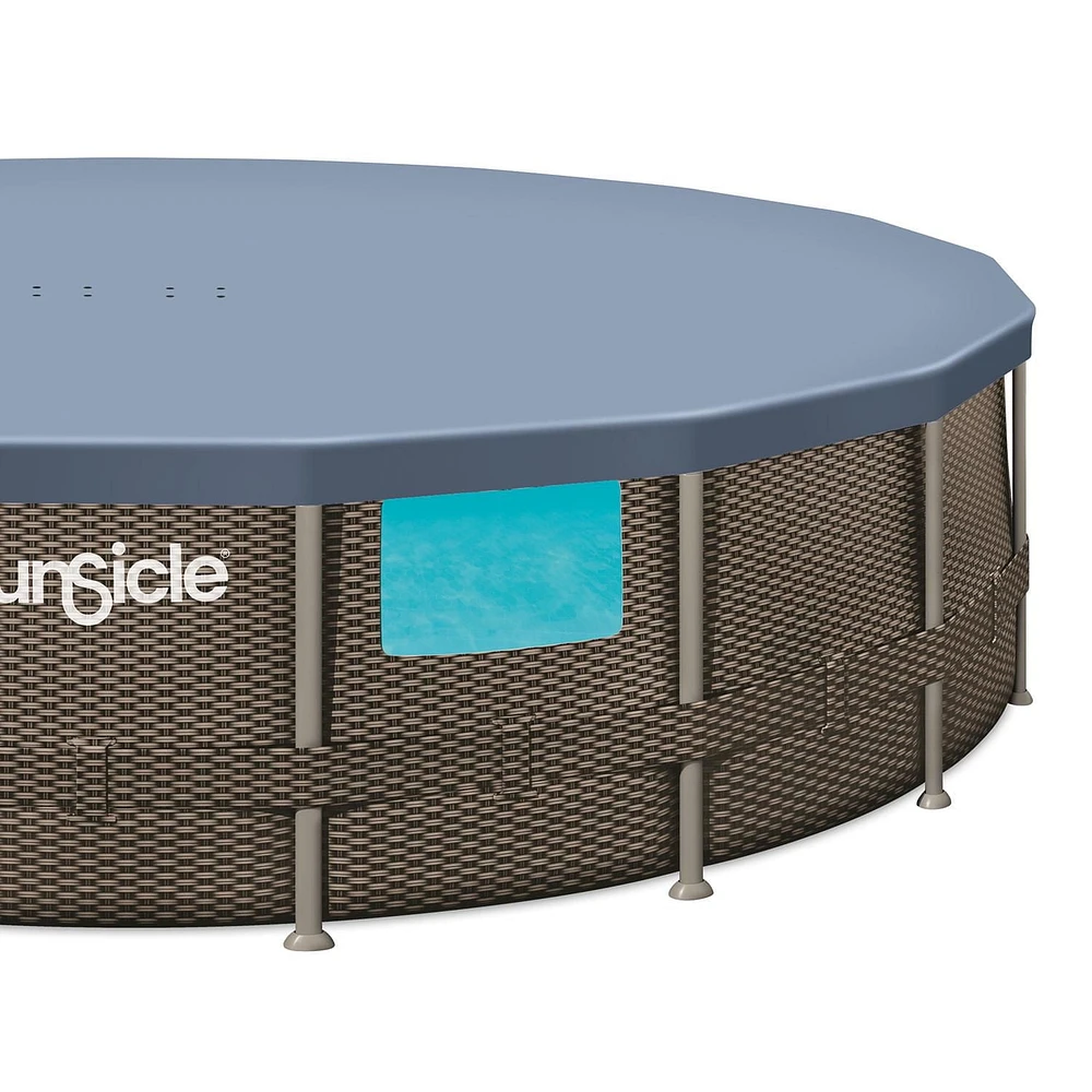 Piscine « Crystal Vue Oasis » design 18 pieds de Funsicle, rotin double foncé Avec accessoires et filtre, 18 pi x 48 po