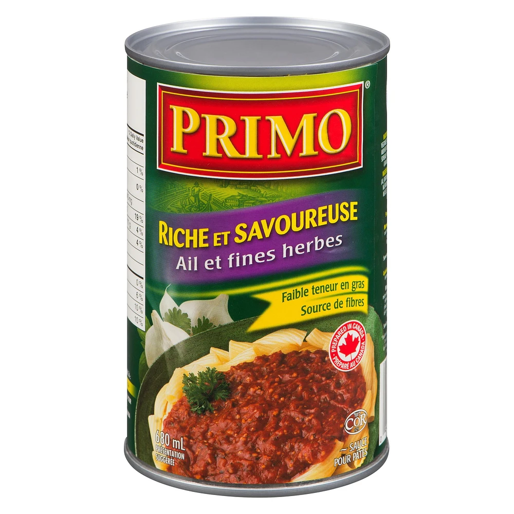 Primo Sauce Riche et Savoureuse pour pâtes, Ail et Fines Herbes sauce pour pâtes Ail et Fines Herbes
