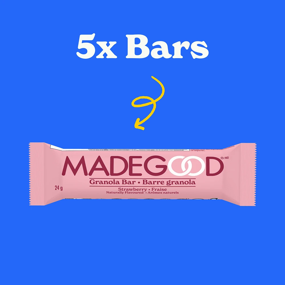 MadeGood Strawberry Granola Bars 5pk, 5 x 24 g