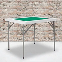Table de jeu pliante blanche granite et carrée de 34,5 po avec surface de jeu verte