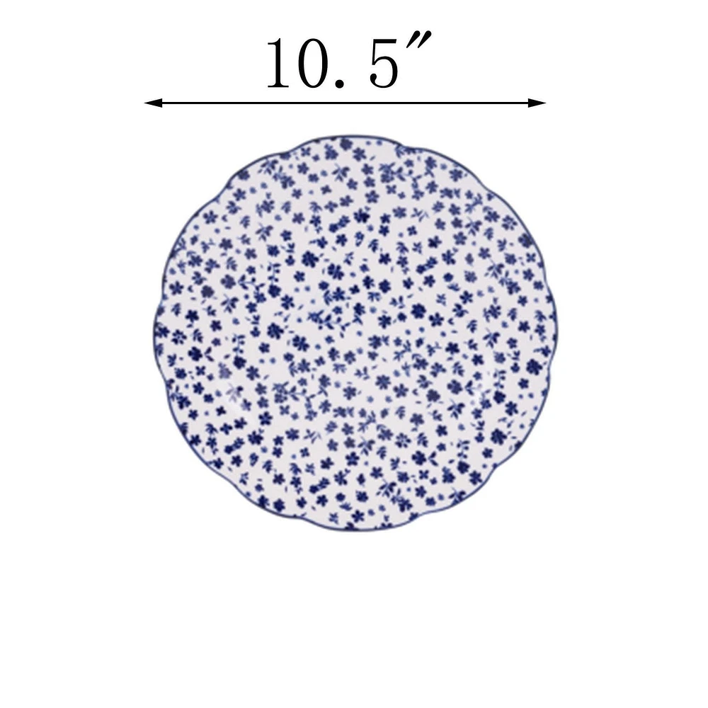 Assiette à dîner tampographiée Mainstays 10,5" en forme de vague Tampographie avec grès