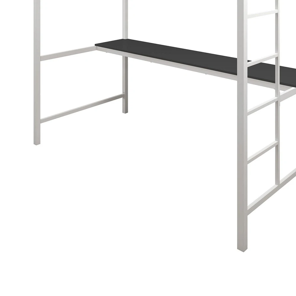 Lit mezzanine une place en métal Miles avec bureau