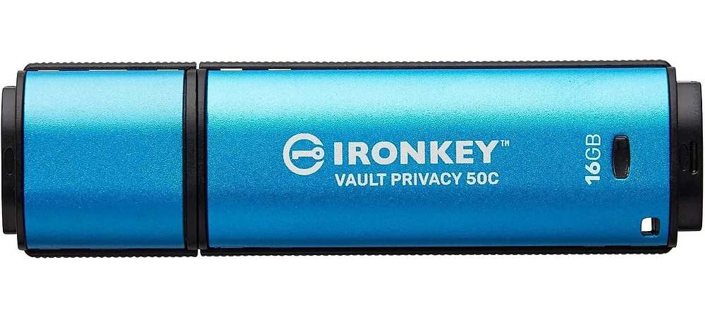 Kingston Ironkey Vault – Clé USB Privacy 50 USB-C 16 Go | Certifiée FIPS 197 | XTS-AES 256 bits | Protection BadUSB et Brute Force | Option multi-mot de passe | IKVP50C/16 Go