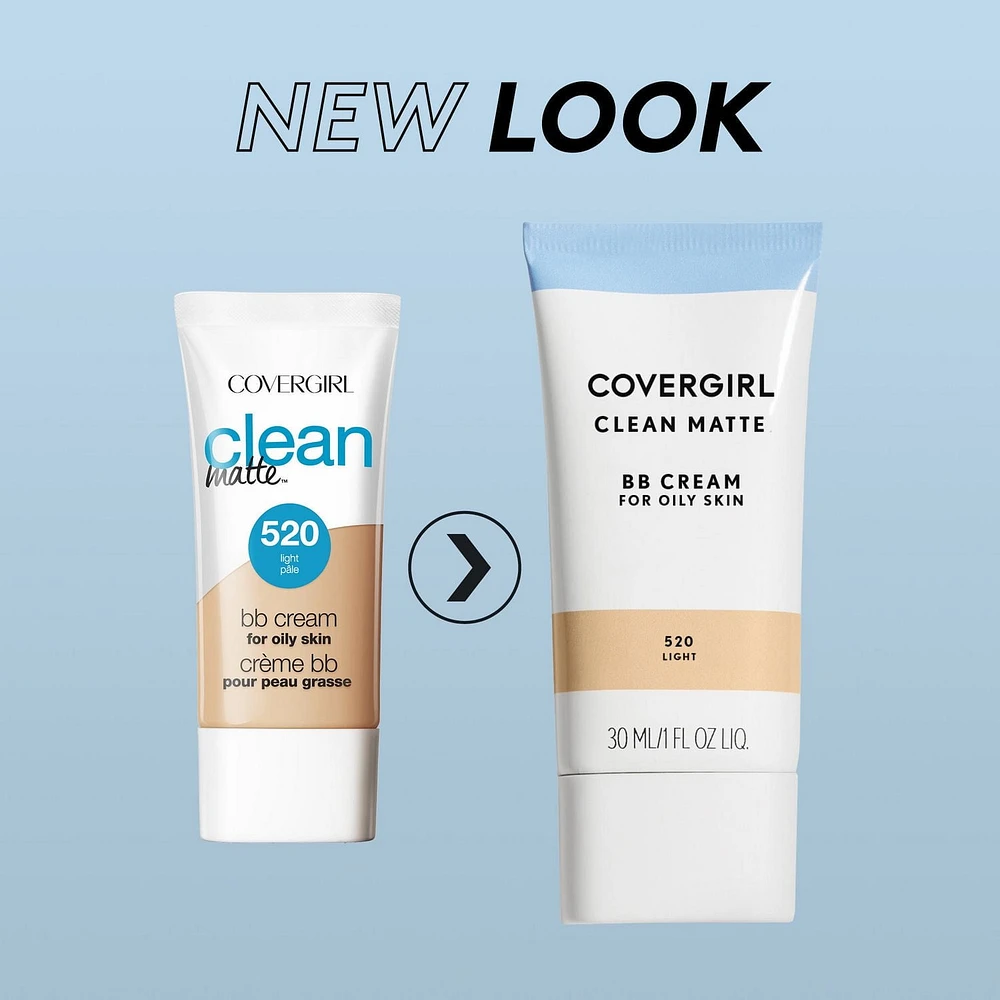 COVERGIRL Crème BB Clean Matte, sans huile, longue tenue, peau sensible, légère, 100% Sans Cruauté Crème BB sans huiles