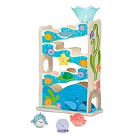Melissa & Doug Rollables Wooden Ocean Slide Infant and Toddler Toy (5 Pieces) - FSC Certified