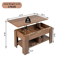 Homycasa Table basse de salon avec plateau relevable pour gagner de l'espace, noyer