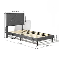 Cadre de lit rembourré pour enfants Homy Casa avec ports USB et tête de lit à lumière DEL, lattes métalliques robustes