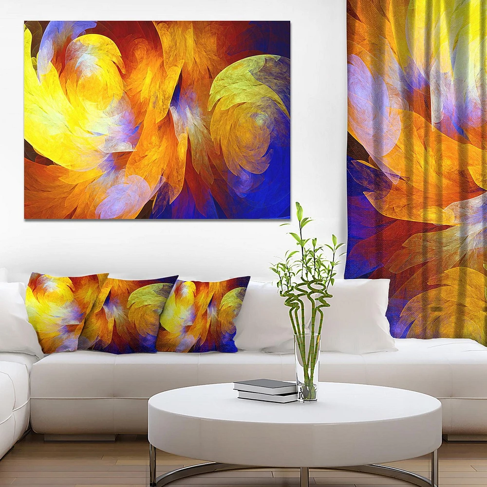 Designart Motif abstrait fractal jaune Art mural sur toile