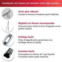 Aiguilles universelles à coudre à la machine SINGER®, grosseur 110/18 - 5 unités Aiguilles universelles à coudre à la machine
