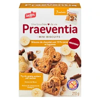 Praeventia Brisures de Chocolat Noir 70% Cacao et Bananes Mini Biscuits 210g/7 sachets