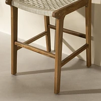 Tabouret en corde tressée et en bois de teck<br><br>