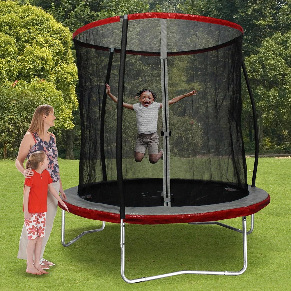 TRAINOR SPORTS 8 FT Trampoline and Enclosure Combo | | Jumping Mat and Full Coverage Spring Padding 18201920080