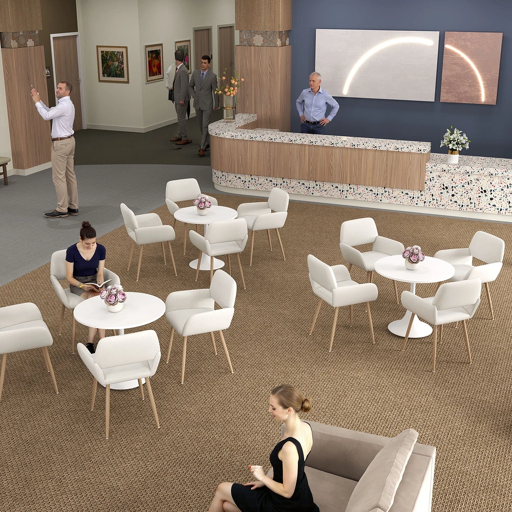 Ensemble de 2 chaises d'appoint Homy Casa, confortables et rembourrées avec accoudoirs, design moderne, tissu beige