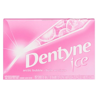 Dentyne Ice Bulle Arctique, Gomme Sans Sucre, 1 Paquet (12 Morceaux)