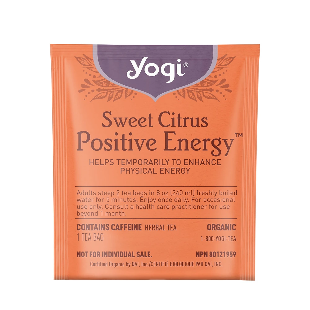 Yogi Sweet Citrus Positive Energy, Contains Caffeine Black Tea Bags, - 16 Count