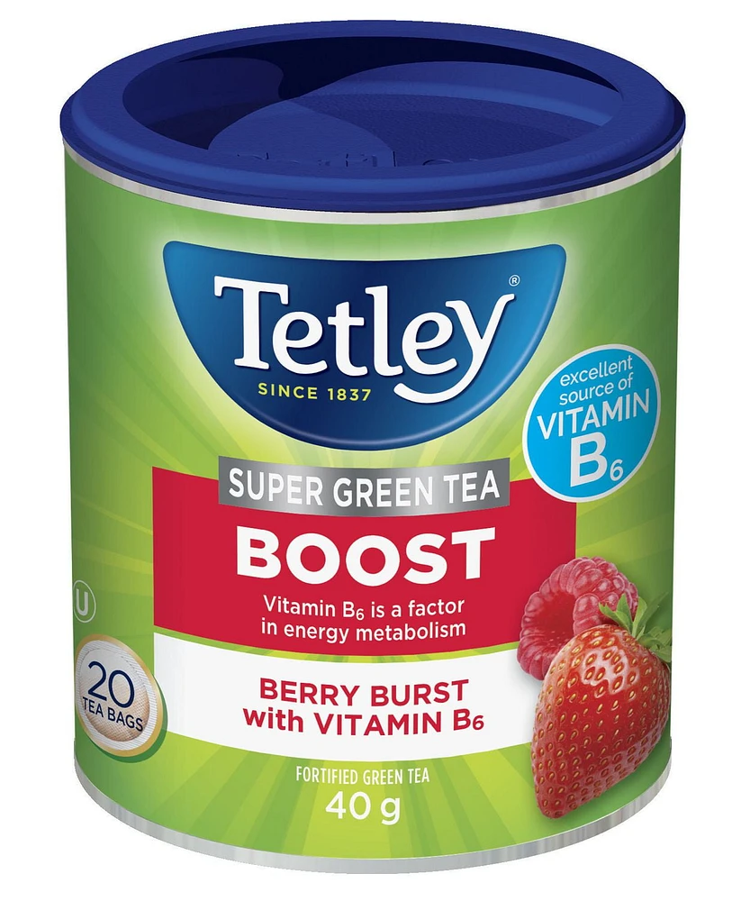 Tetley Super Green Tea Boost - with Vitamin B6, 20 tea bags