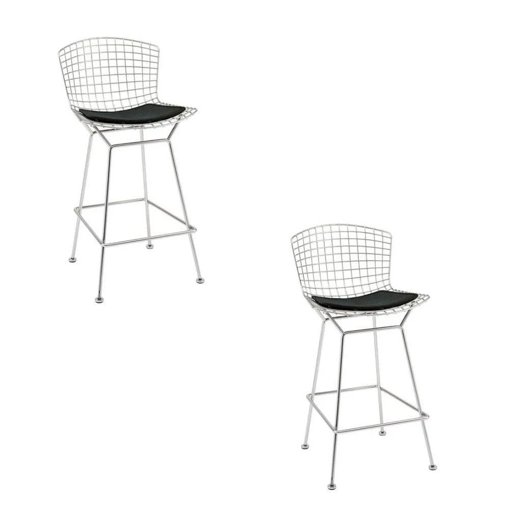 Tabouret de comptoir Aserion (26") avec siège en métal et pattes chromées LOT DE 2
