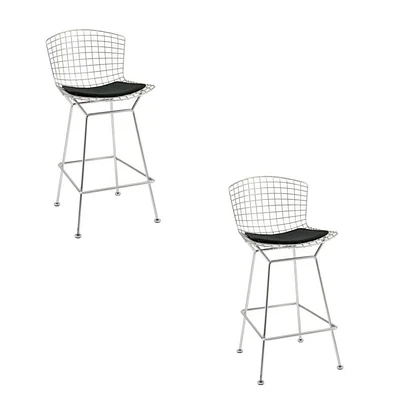 Aserion Counter Stool (26") with metal seat and chrome legs SET OF 2