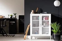 South Shore Crea Metal Mesh 2 Door Accent Cabinet Pale Yellow