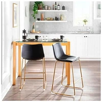 Tabouret de bar Heavenly Collection en PU avec pieds dorés LOT DE 2