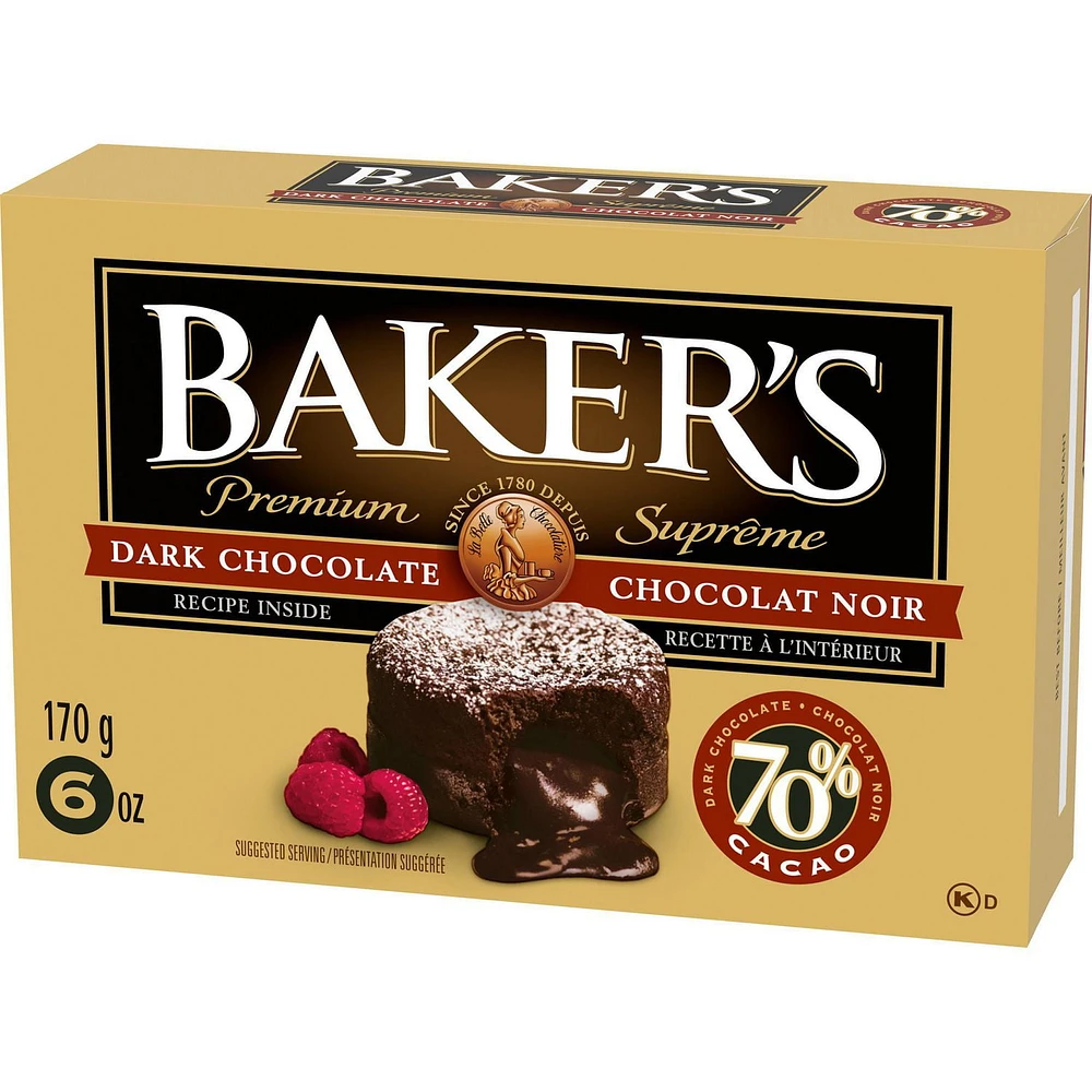 Baker's Premium 70% Dark Chocolate Baking Bar, 170g