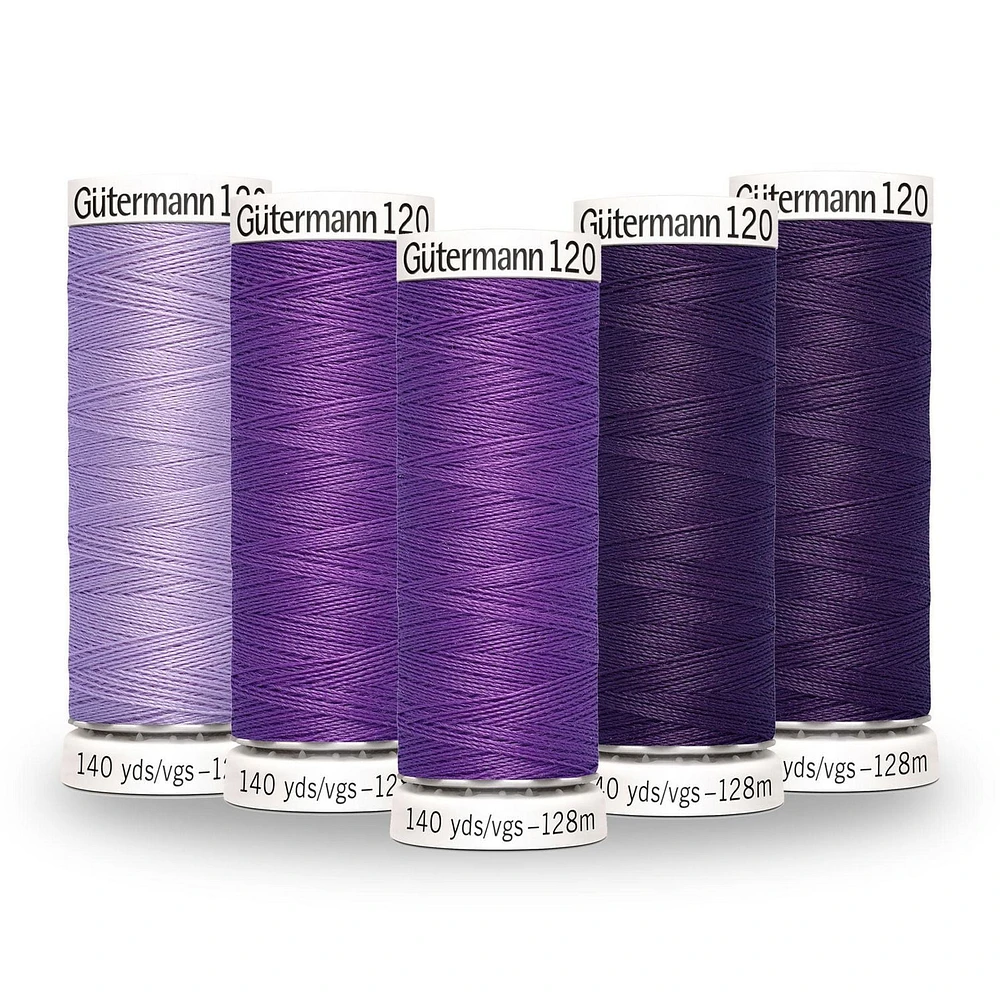 Fil tout usage Gutermann 120 à 100 % polyester paquet de 5 à gradient de couleur