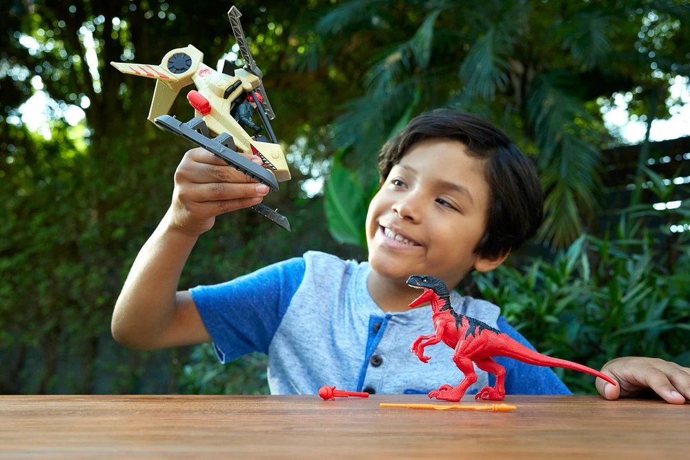 Jurassic World Legacy Collection Reimagined Chopper Chase Pack, Helicopter, Atrociraptor & Pilot