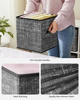 SONGMICS HOME Lot de 6 Cubes de Rangement 28 cm – Bacs d'Organisation Pliables pour Placard avec Poignées, Noir Classique