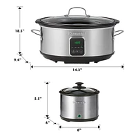 Kenmore 7-Qt Programmable Slow Cooker with Dipper (6.6L), Black & Silver, Easy to Use for Family Meals