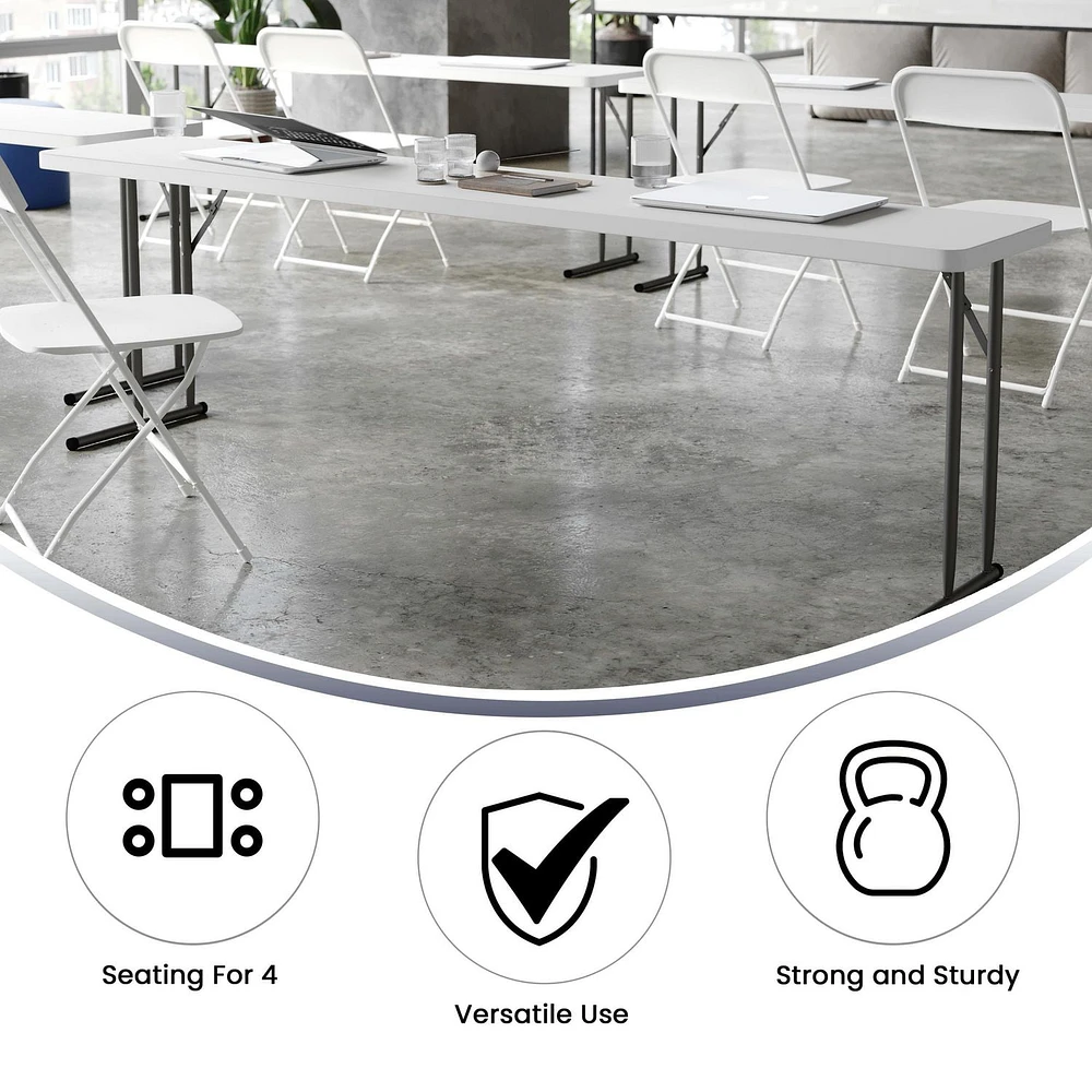Table de formation pliante en plastique blanc granite de 18 po larg. x 96 po long.