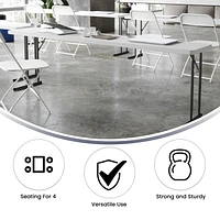 Table de formation pliante en plastique blanc granite de 18 po larg. x 96 po long.