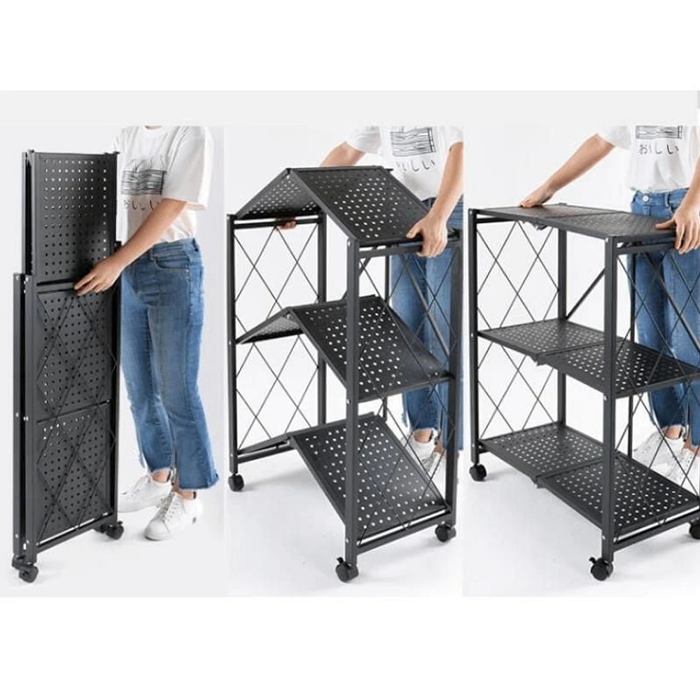 TygerClaw 3-Layer Folding Mobile Steel Shelving Unit