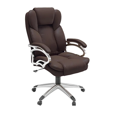 CorLiving Leon simili cuir tissu PU rembourré hauteur réglable soutien lombaire inclinable chaise de bureau de direction
