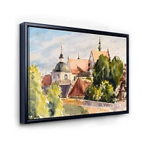 Designart View of Old Polish City In Nature FLOAT FRAME WALL ART