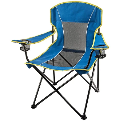 Chaise de Camping Surdimensionnée Ozark Trail à Filet, Couleur Bleu, 100% Polyester Recyclé, Cadre en Acier Robuste Chaise de camping