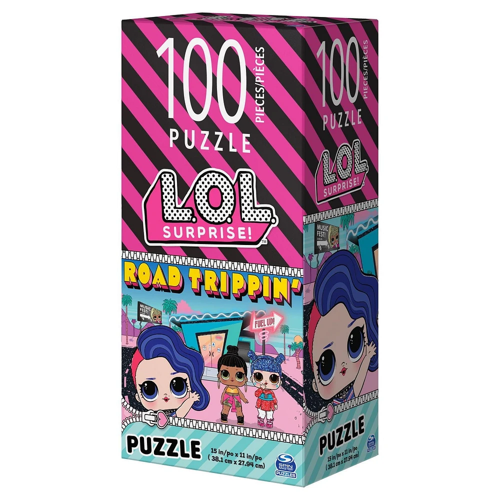 L.O.L. Surprise!, Puzzle de 100 pièces, Fashionable Dolls Road Trippin', illustrations colorées avec boîte verticale, pour les enfants à partir de 4 ans