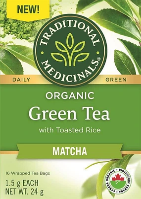 Traditional Medicinals Green Tea Matcha, 16 Wrapped Tea Bags