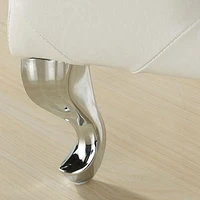 Ottomane de rangement contemporain en velours/metal, blanc