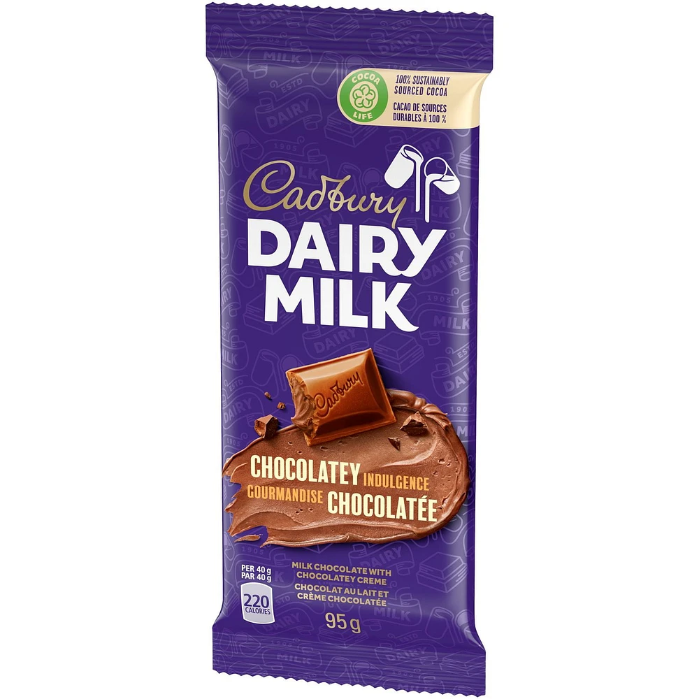Cadbury Dairy Milk Chocolatey Indulgence Chocolate Bars, 95 g