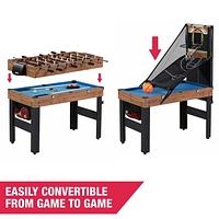 Table de jeu combinée de 48 po, billard, hockey sur slide, baby-foot, tennis de table, basket-ball, table multi-jeux par MD Sports