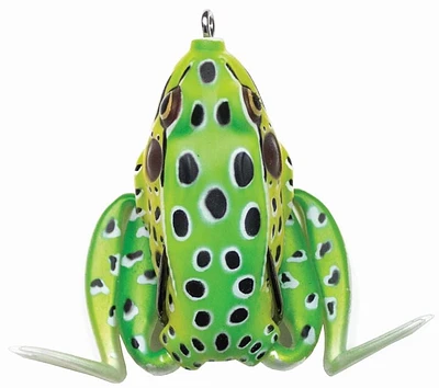 Lunkerhunt LF03 Lunker Frog Grenouille à corps creux, 2 1/4" au repos/4 1/2" d'extension, 1/2 oz, léopard, flottant La grenouille mesure 2,5" et s'étend jusqu'à 4,5"