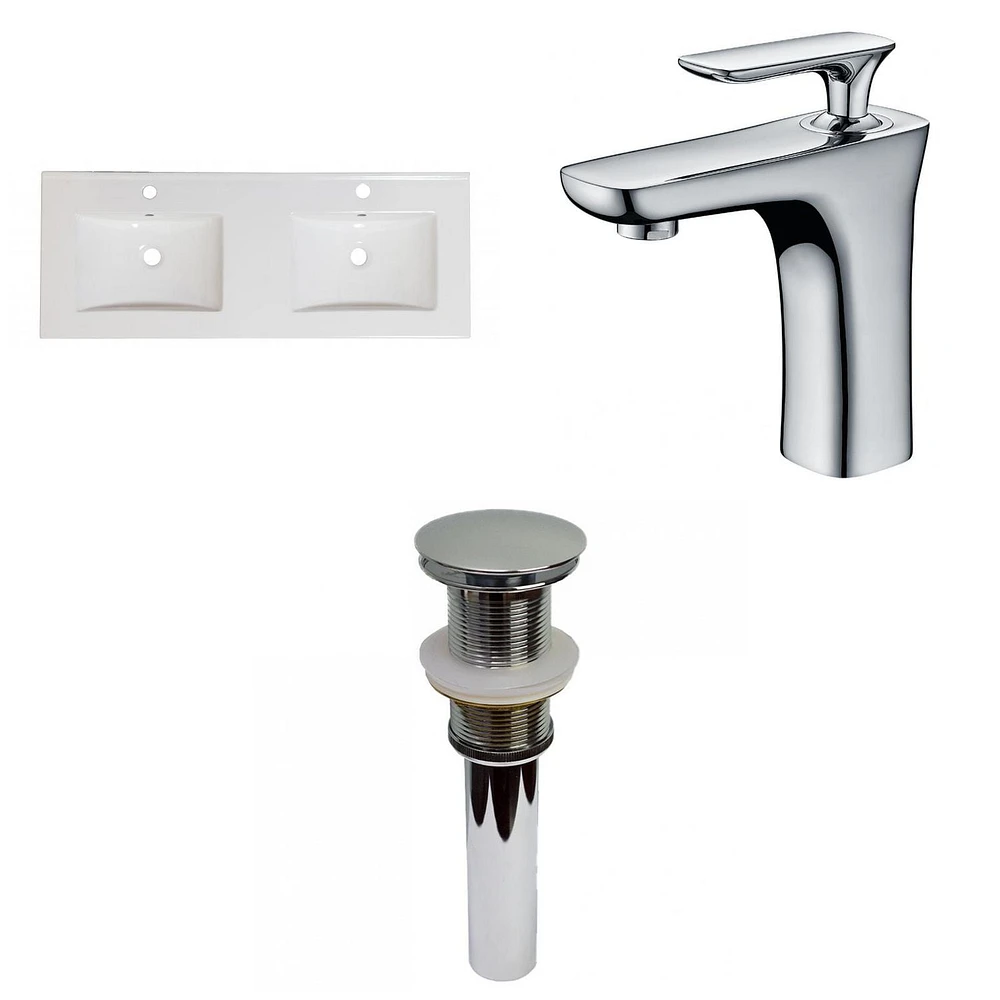 American Imaginations AI-32650 48 po WX 18.25 pouces Dessus en céramique de D dans la couleur blanche pour le robinet de 1 trou