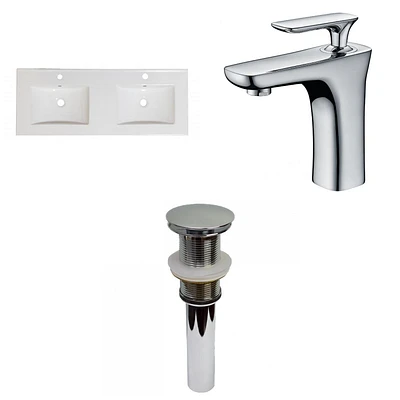 American Imaginations AI-32650 48 po WX 18.25 pouces Dessus en céramique de D dans la couleur blanche pour le robinet de 1 trou