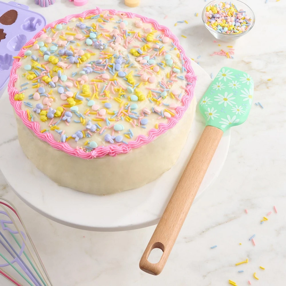 Spatule Way to Celebrate en Silicone de 12”, Marguerites, Verte