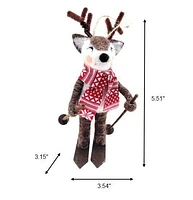 Holiday Time wool polyester Skiing Reindeer ornament - Brown / White / Red