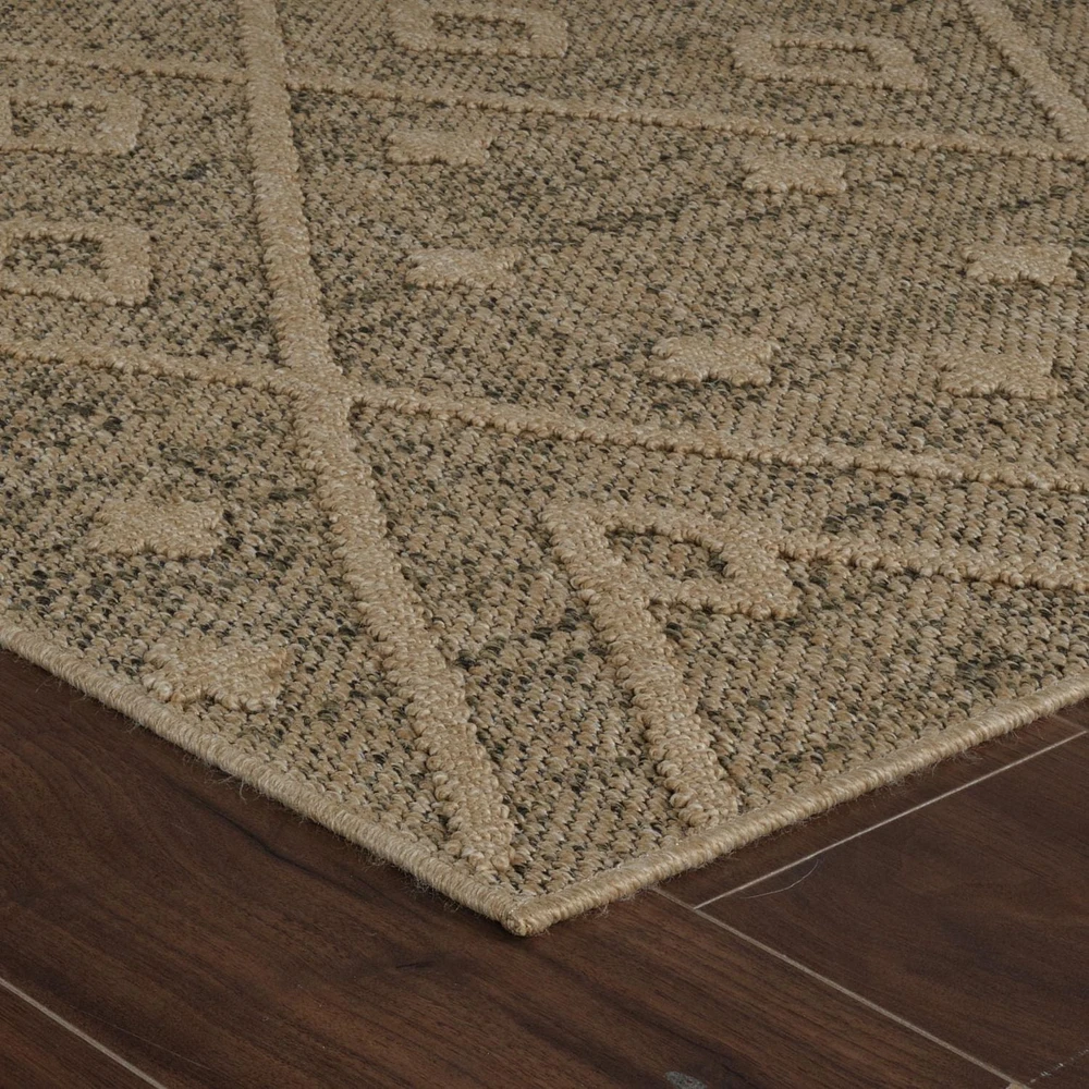 Tapis d'interieur exterieur abstrait Rug Branch Hogar, marron beige, bohème - Salon, chambre, salle a manger et cuisine